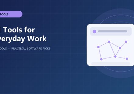 Illustrated AI network and productivity prompt interface.