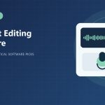 Illustrated microphone and audio waveform for podcast editing.