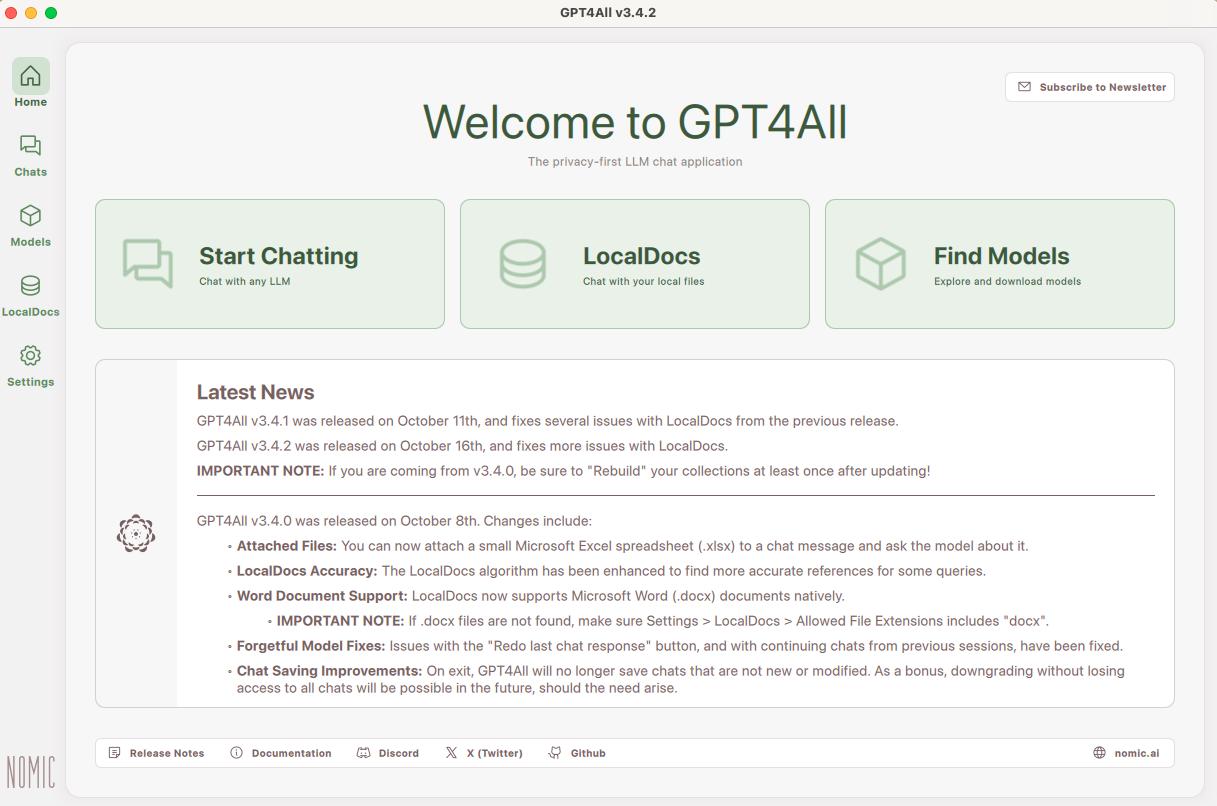 GPT4All Desktop-App zum Ausführen lokaler KI-Modelle mit LocalDocs