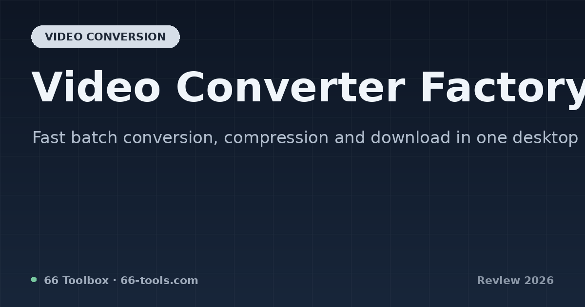 Léirmheas Video Converter Factory: comhshó baisc, comhbhrú agus íoslódáil ar Windows